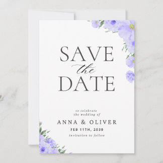 Carte de sauvegarde de date florale bleue
