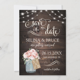 Carte de sauvegarde de date florale en pot Mason e