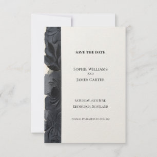Carte de sauvegarde de date florale noire