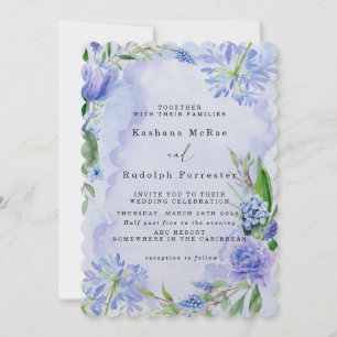 Carte de sauvegarde de date plate florale violette