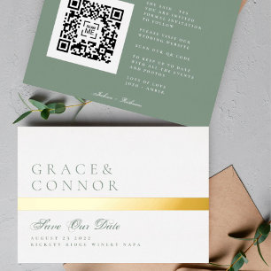 Carte de sauvegarde de date QR Code vert mousse ra