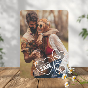 Carte de sauvegarde de date rétro boho avec photo