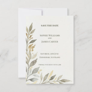 Carte de sauvegarde de date Sage Gold Leaf