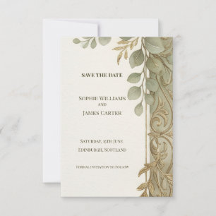Carte de sauvegarde de date Sage Gold Scroll
