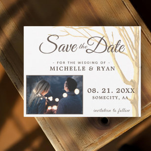 Carte de sauvegarde de date simple rustique avec p