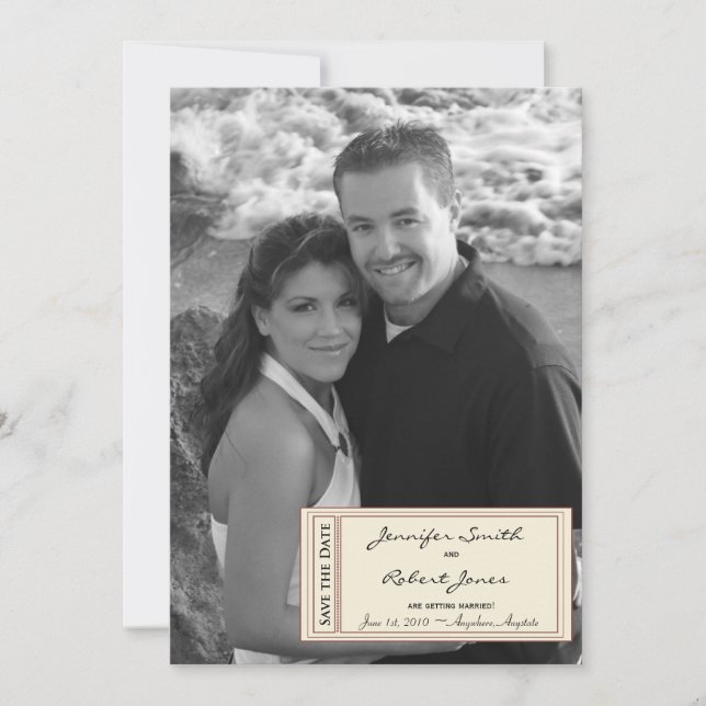 Carte de sauvegarde de date Timeless Ticket (Devant)
