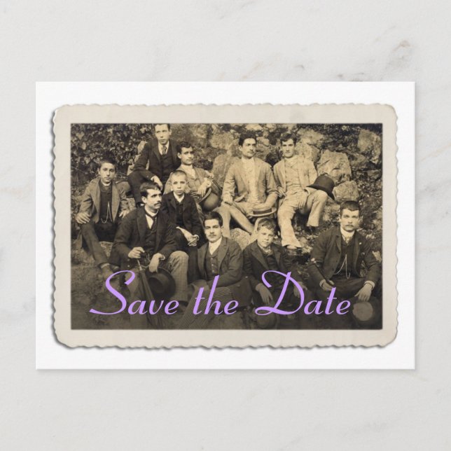 Carte de sauvegarde de la date avec portrait vinta (Devant)