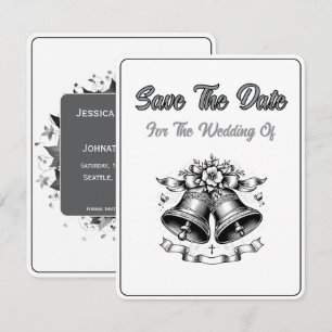 Carte de sauvegarde de la date cloches de mariage