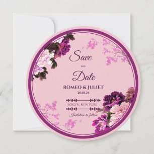 Carte de sauvegarde de mariage à bague florale vio