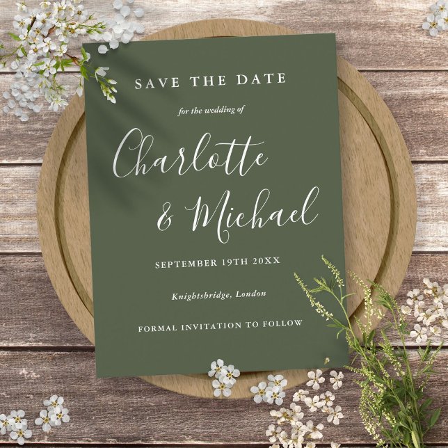 Carte de sauvegarde de mariage à signature simple (Simple Signature Wedding Save the Date Card)