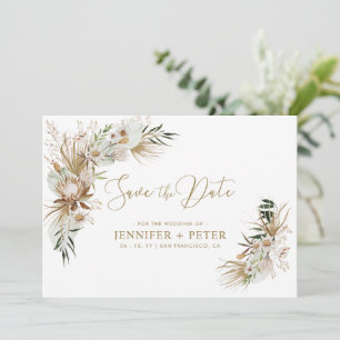 Carte de sauvegarde de mariage bohème vert et or