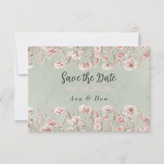 Carte de sauvegarde de mariage de pivoine rose ver (Devant)