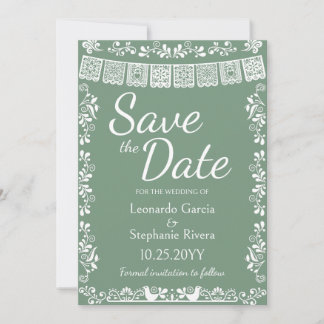 Carte de sauvegarde de mariage en vert sauge Papie