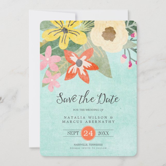 Carte de sauvegarde de mariage Fleurs Magnifiques (Devant)