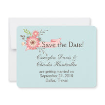 Carte de sauvegarde de mariage florale bleue et co