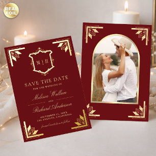 Carte de sauvegarde de mariage Rouge Marron Crête 