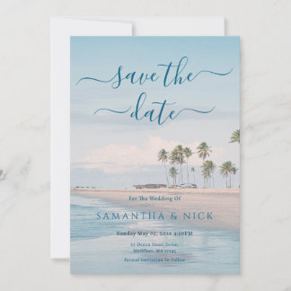 Carte de sauvegarde de mariage sur la plage de l'o