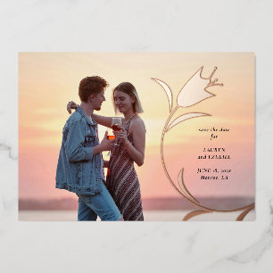 CARTE DE SAUVEGARDE DE MARIAGE TULIPE EN FEUILLE D