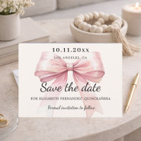 Carte de sauvegarde de Quinceanera à ruban rose cr