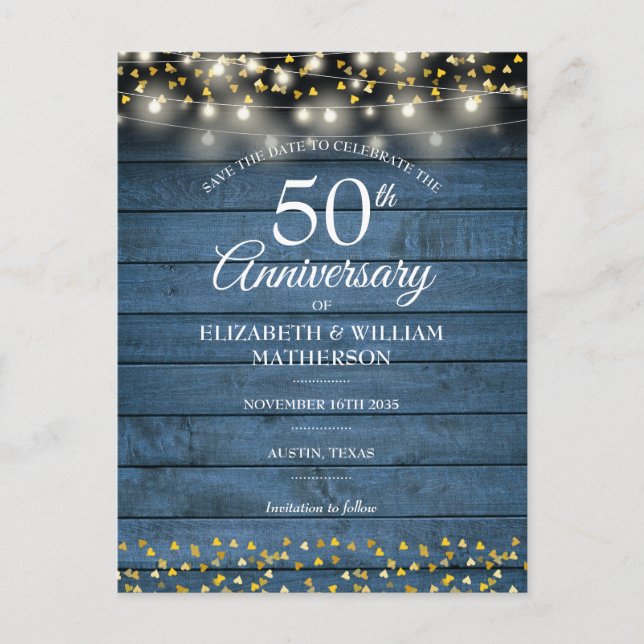 Carte de sauvegarde du 50e anniversaire en bois ru (Devant)