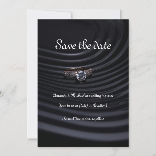Carte de sauvegarde élégante noire pour la date (Devant)