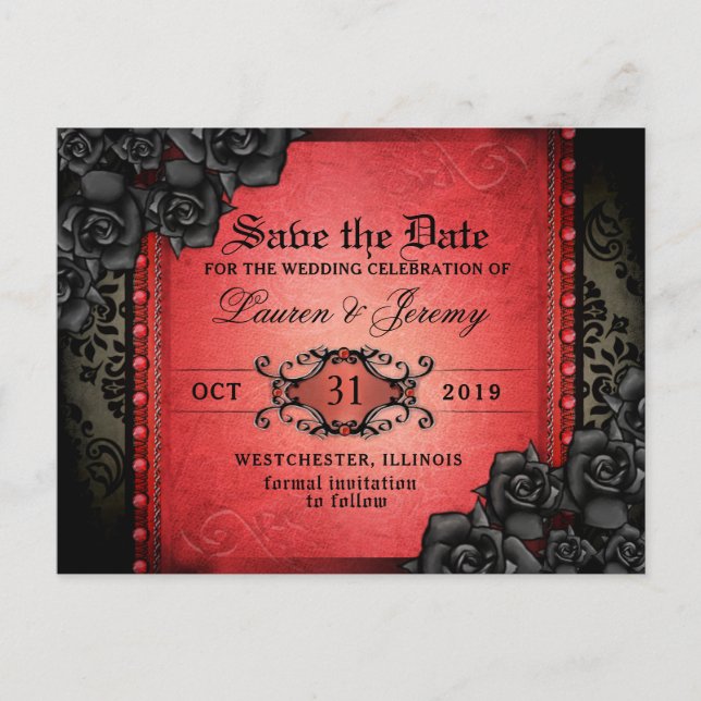 Carte de sauvegarde Halloween rouge et noir gothiq (Devant)