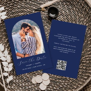 Carte de Save the Date Code QR Photo Arche Bleu Ma