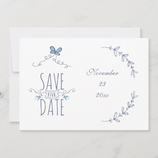 Carte de Save the Date personnalisée avec lauriers (Devant)