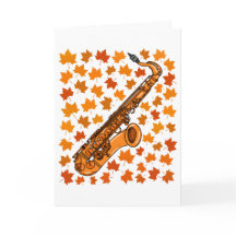 Carte de saxophoniste d'automne de saxophone