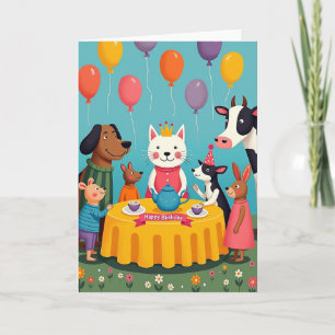 Carte de scène d'anniversaire fantaisiste