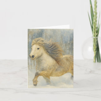 Carte de scène hivernale avec cheval islandais