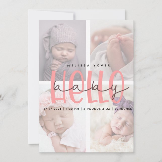 Carte de script de fille d'annonce de naissance ro (Devant)