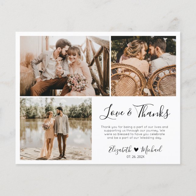 Carte de script de Mariage de Collage de Photo Bud (Devant)