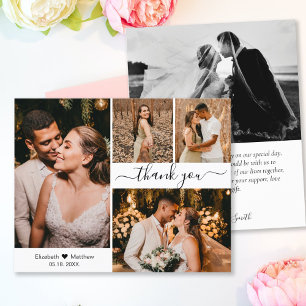 Carte de script de Merci de Collage photo Mariage 
