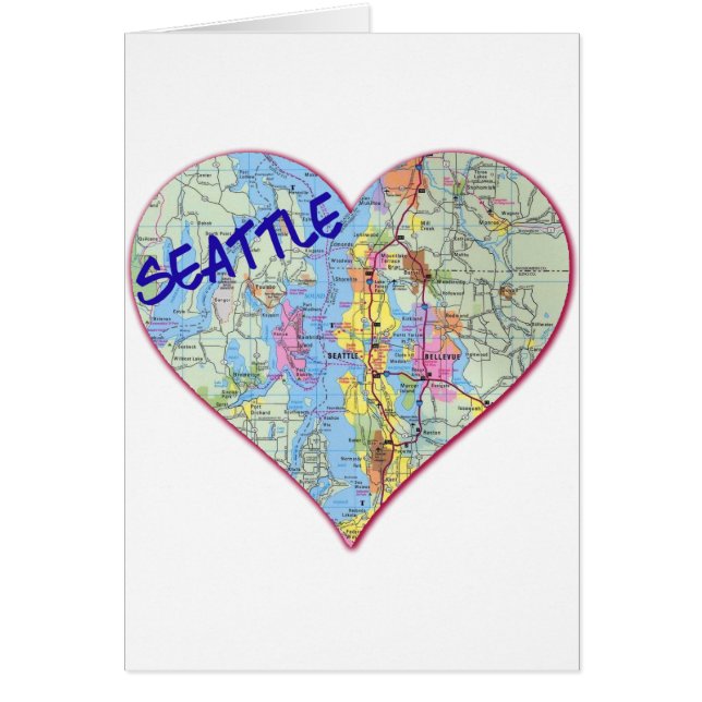 Carte de Seattle en forme de cœur (Devant)
