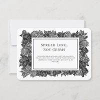 Carte de sécurité de mariage aux roses noires et b