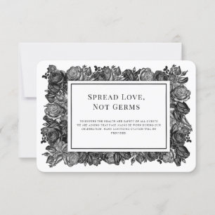 Carte de sécurité de mariage aux roses noires et b