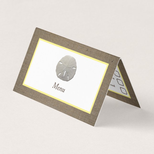 Carte de sélection du menu Dollar et Burlap (Devant)