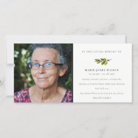 Carte de service commémorative photo de l'élégante