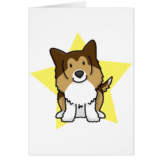 Carte de Sheltie d'étoile de Kawaii (Devant)