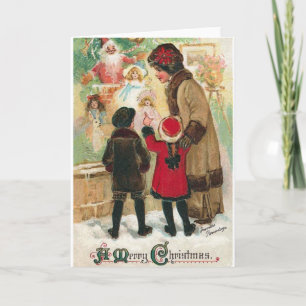 Carte de shopping de fenêtre de Noël victorienne