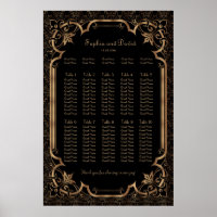 Carte de siège Art Déco Chic Black Great Gatsby