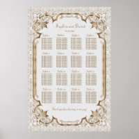 Carte de siège Art Déco Gatsby Gold Blanc
