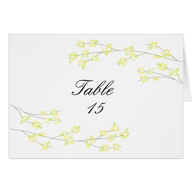 Carte de siège de table Blossoms - Fleurs Jaunes (Devant Horizontal)