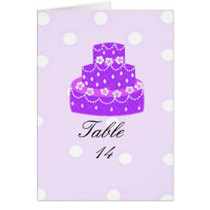 Carte de siège de table de gâteau Mariage violet
