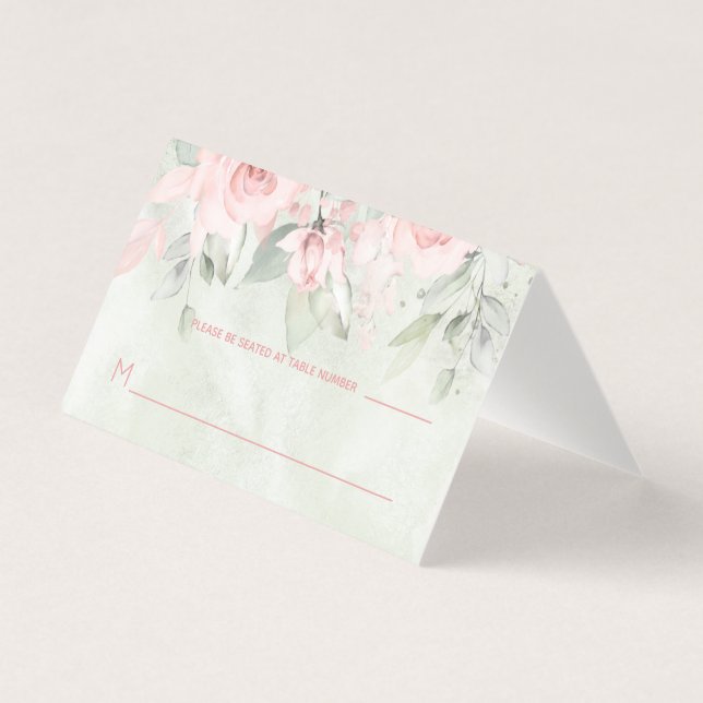 Carte de siège de table d'hôtes Mariage Rose (Front)