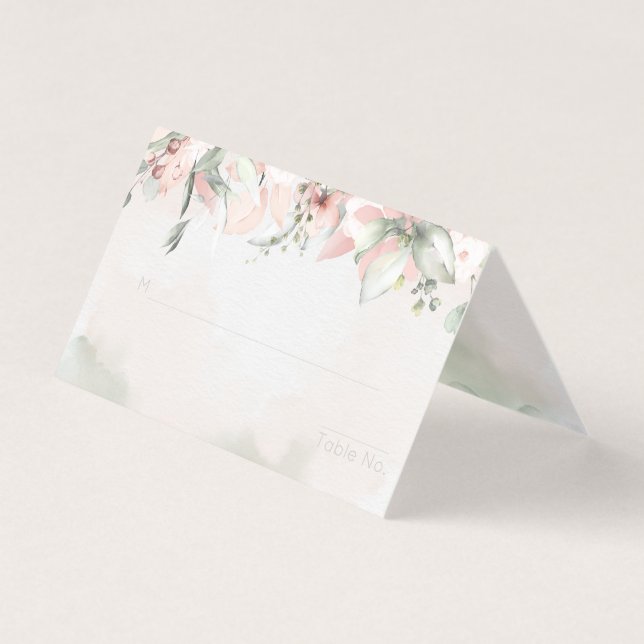 Carte de siège de table d'hôtes Mariage Rose (Front)