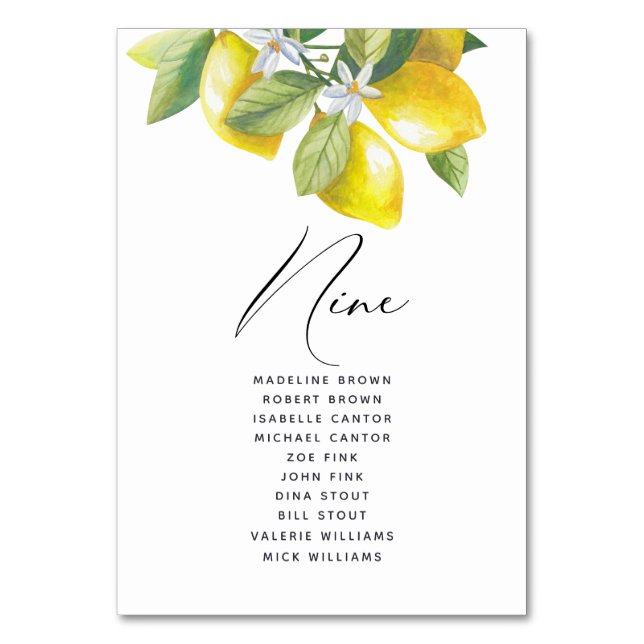 Carte de siège en fleur de citron aquarelle (Par défaut)