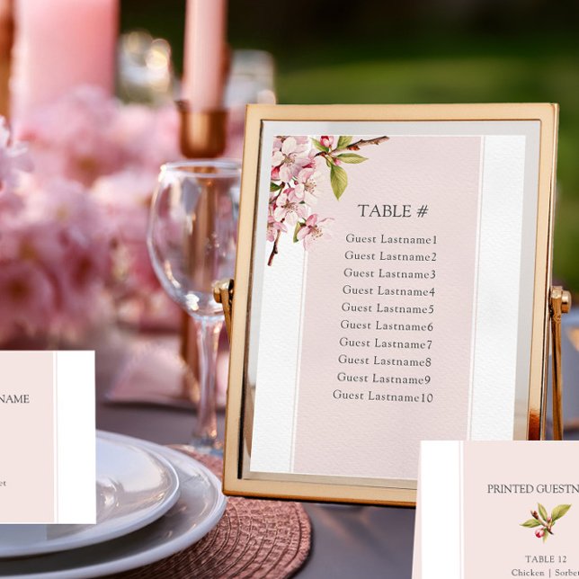 Carte de siège Mariage Cherry Blossom (Table Seating Card from the Cherry Blossom Wedding Collection by Darling & May)