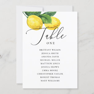Carte de siège Mariage citron   Citrus de la côte 